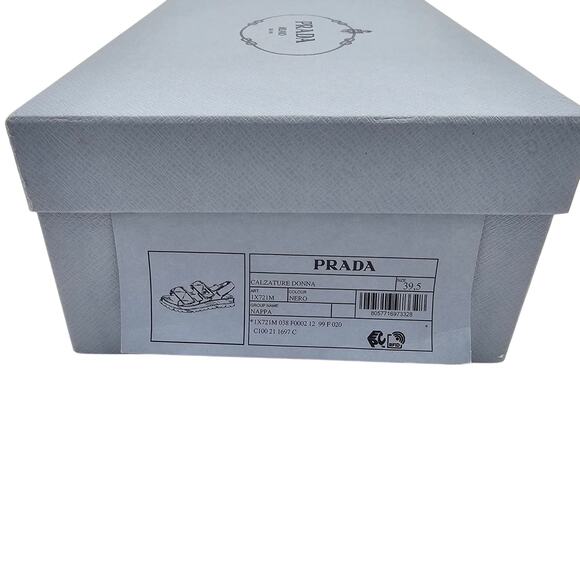 Prada Quilted Padded Strap Slingback Dad Sandal Black Leather Size 39.5 US 9.5 - Picture 12 of 12